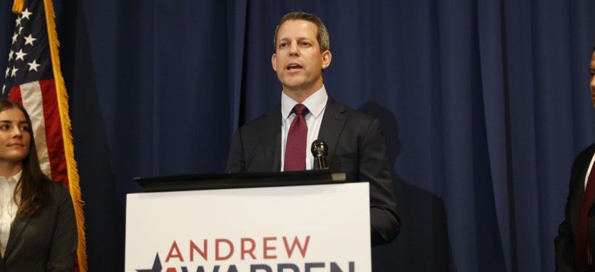 State Attorney Andrew Warren holds a press conference Aug. 17 in Tampa to discuss his recent lawsuit against Gov. Ron DeSantis. The governor suspended Warren Aug. 4, saying Warren is not enforcing state laws.