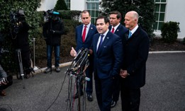 U.S. Sen. Marco Rubio with U.S. Rep. Mario Diaz-Balart, Gov. Ron DeSantis and U.S. Sen. Rick Scott outside the White House in 2019.