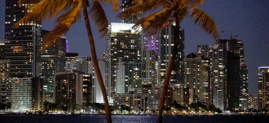 The City of Miami skyline, where many renters reside in the apartment buildings on September 29, 2021 in Miami, Florida. According to an analysis from Realtor.com, rents nationwide are rising. 