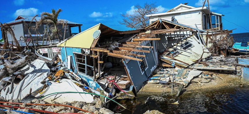 Destroyed homes and debris are seen on Matlacha Island in Lee County, Florida, in the aftermath of Hurricane Ian, Nov. 7, 2022. 