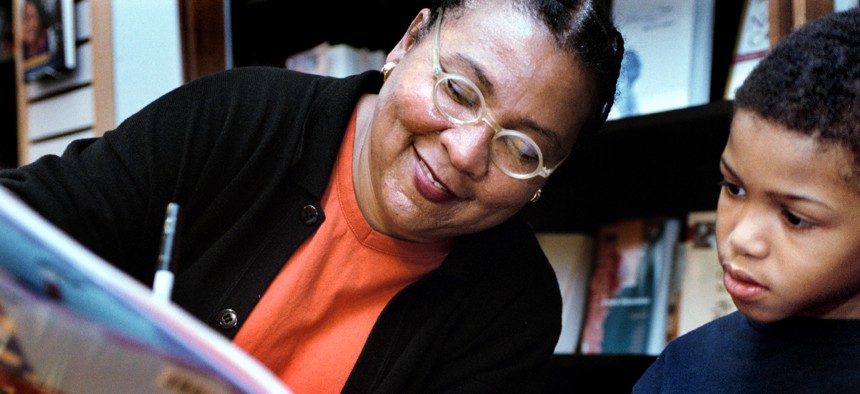 bell hooks at a book signing event in Maryland in an undated file photo. hooks, who did not use capital letters in her name, was one of the Black authors whose work Florida education officials objected to in an Advanced Placement African American studies course. She died in 2021.