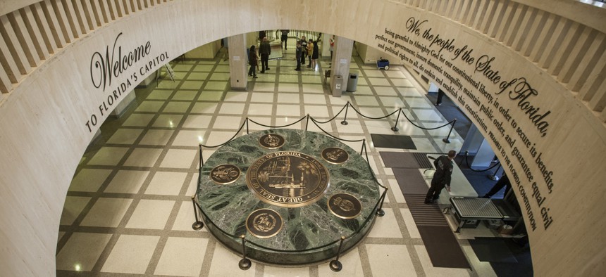 A view from above of the Florida Capitol rotunda. 
