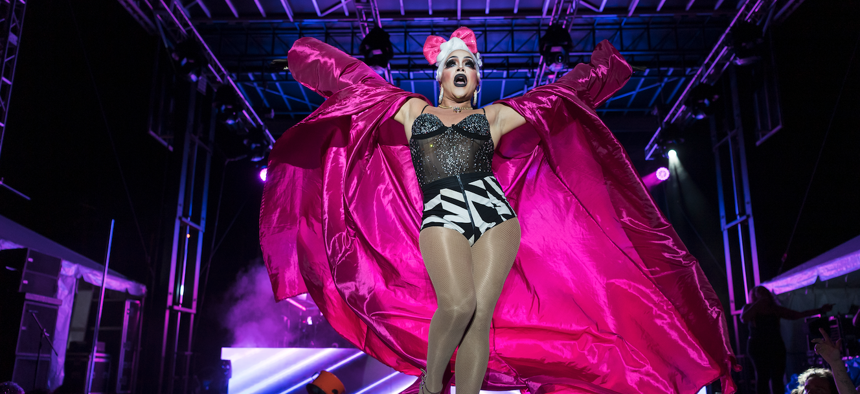 Drag queen Athena Dion performs onstage during Day 2 of Wynwood Pride Festival 2022 at Wynwood on June 11, 2022 in Miami. 
