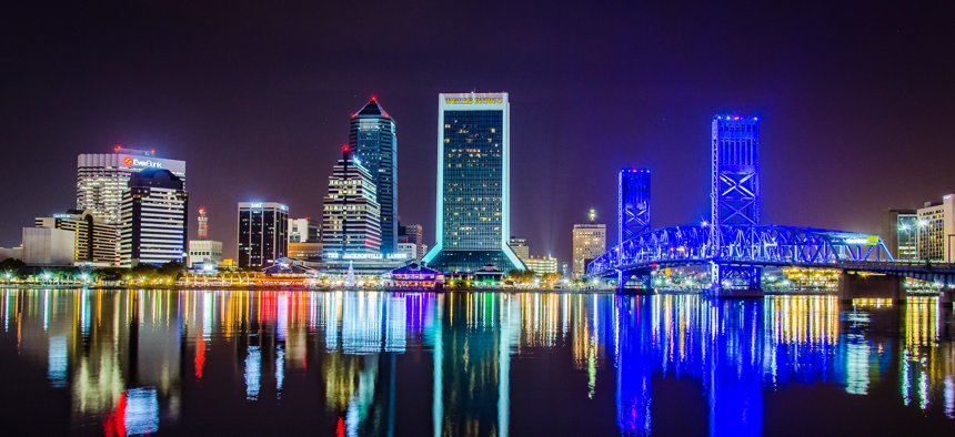 Jacksonville, Florida, skyline after dark. 