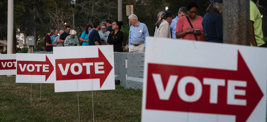 Some of the first voters in line to vote at The Coliseum in St. Petersburg, Fla. on Tuesday, November 8, 2022.