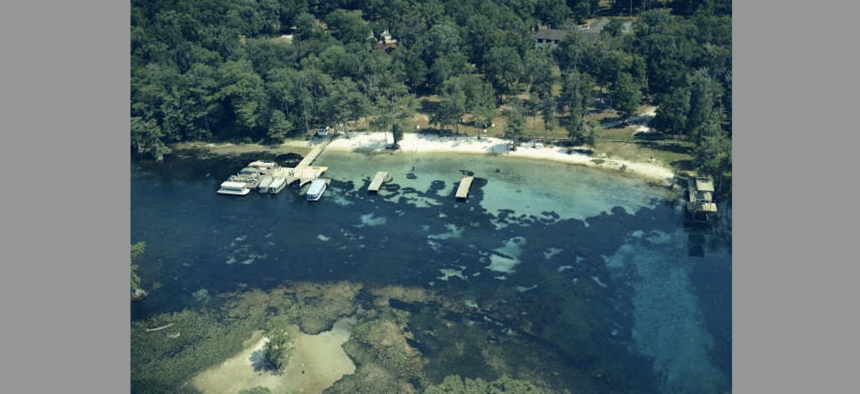 An aerial view of Wakulla Springs from the late 1960s. 
