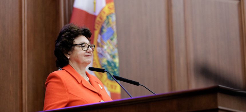 State Sen. Kathleen Passidomo, R-Naples, is on the dais at the Florida Senate's 2022 organization session. 