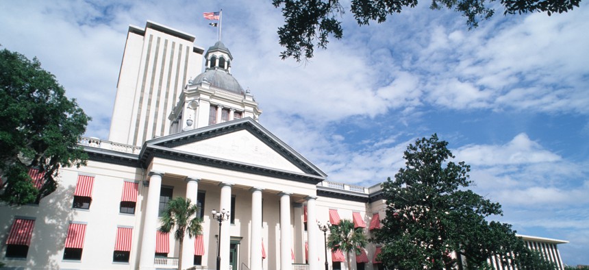 The old and new State Capitol Buildings, in Tallahassee, Florida. 